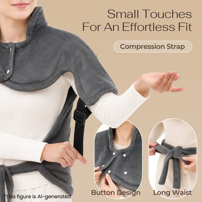 MaxKare Ultra Soft Heating Pad for Shoulder & Arm – 24" x 33", 4 Heat Settings & 2-Hour Auto Shut-off, for Full Body Stress Relief – Gray