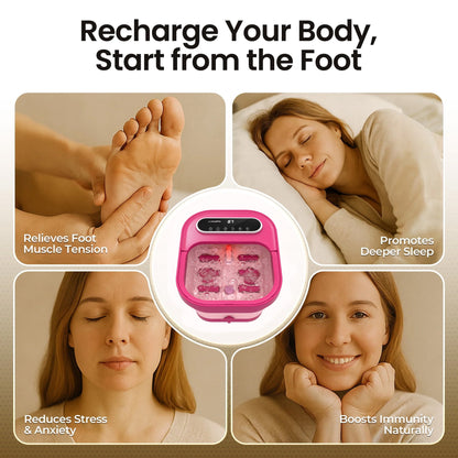 MaxKare Collapsible Foot Spa with Massager and Heat Bubbles Vibration 3 in 1, Foot Spa Massager, Pink