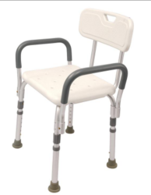 MaxKare Shower Chair with Back and Padded Armrests, Adjustable Height