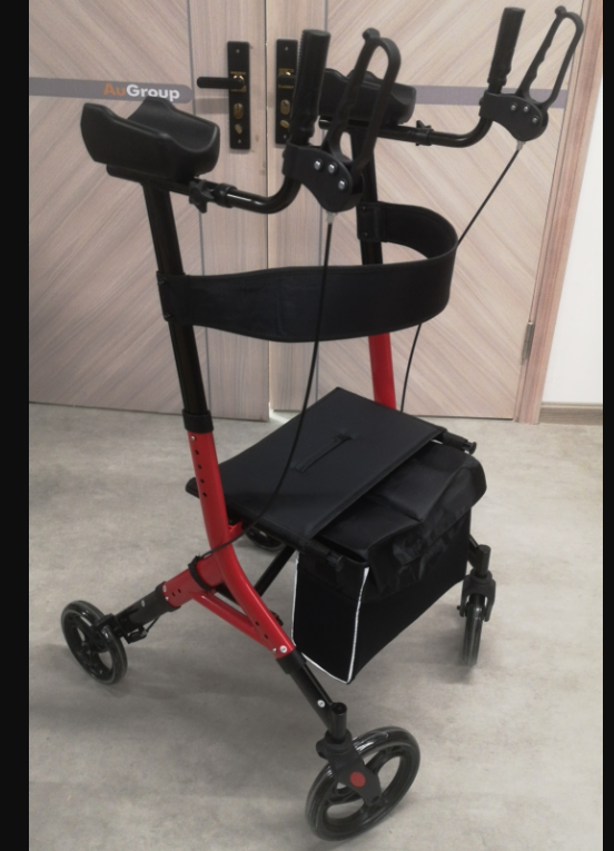 MaxKare Upright Rollator Walker Adjustable Height, Red