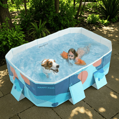 MaxKare 73'' Foldable Dog Pool, Portable Puppy Bath Tub for Cats Pets Indoor and Outdoor, Blue
