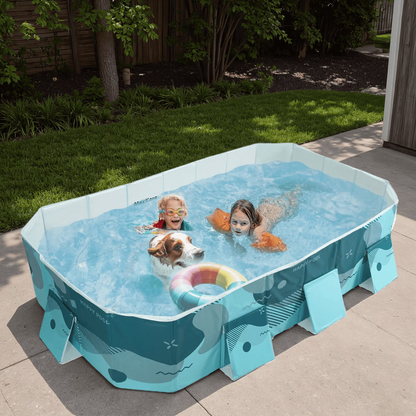 MaxKare 89'' Foldable Pets Pool, Portable Puppy Bath Tub for Cats Dogs Indoor and Outdoor, Green
