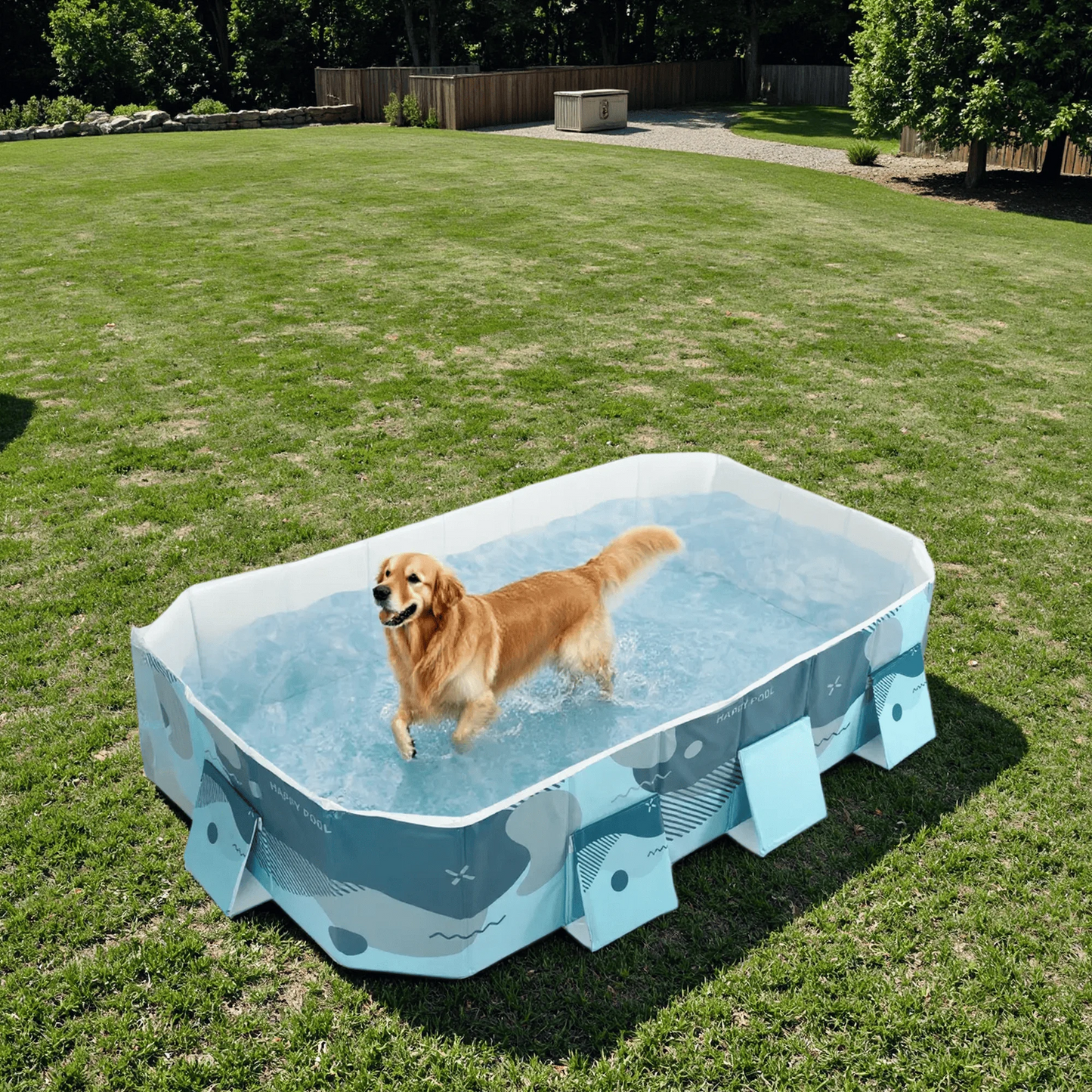 MaxKare 89'' Foldable Pets Pool, Portable Puppy Bath Tub for Cats Dogs Indoor and Outdoor, Green