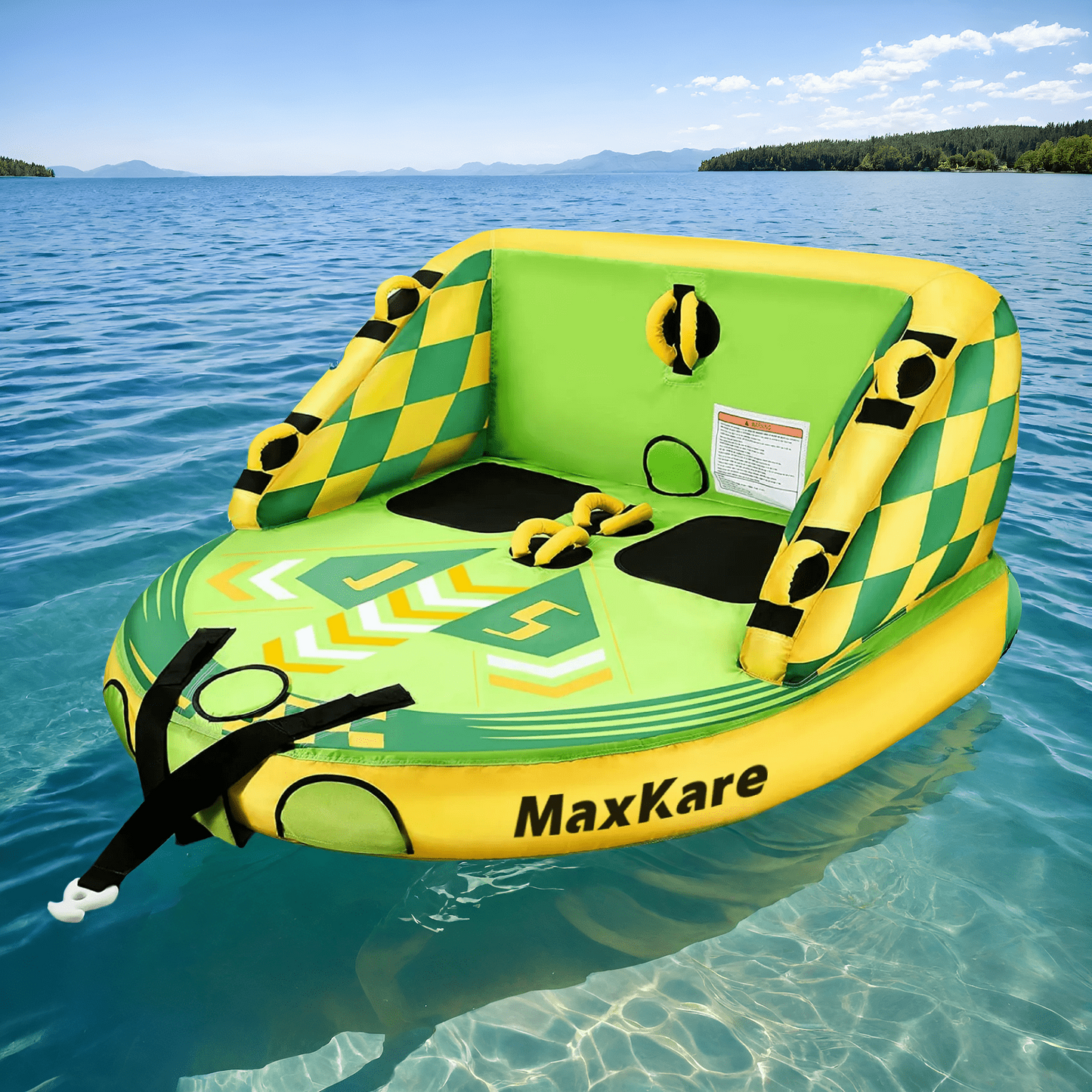 MaxKare Towable Tube for Boating 2 Rider Waterskiing Towables for Youth & Adult Have Fun Outdoor, Green
