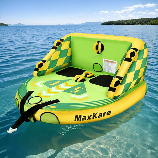 MaxKare Towable Tube for Boating 2 Rider Waterskiing Towables for Youth & Adult Have Fun Outdoor, Green