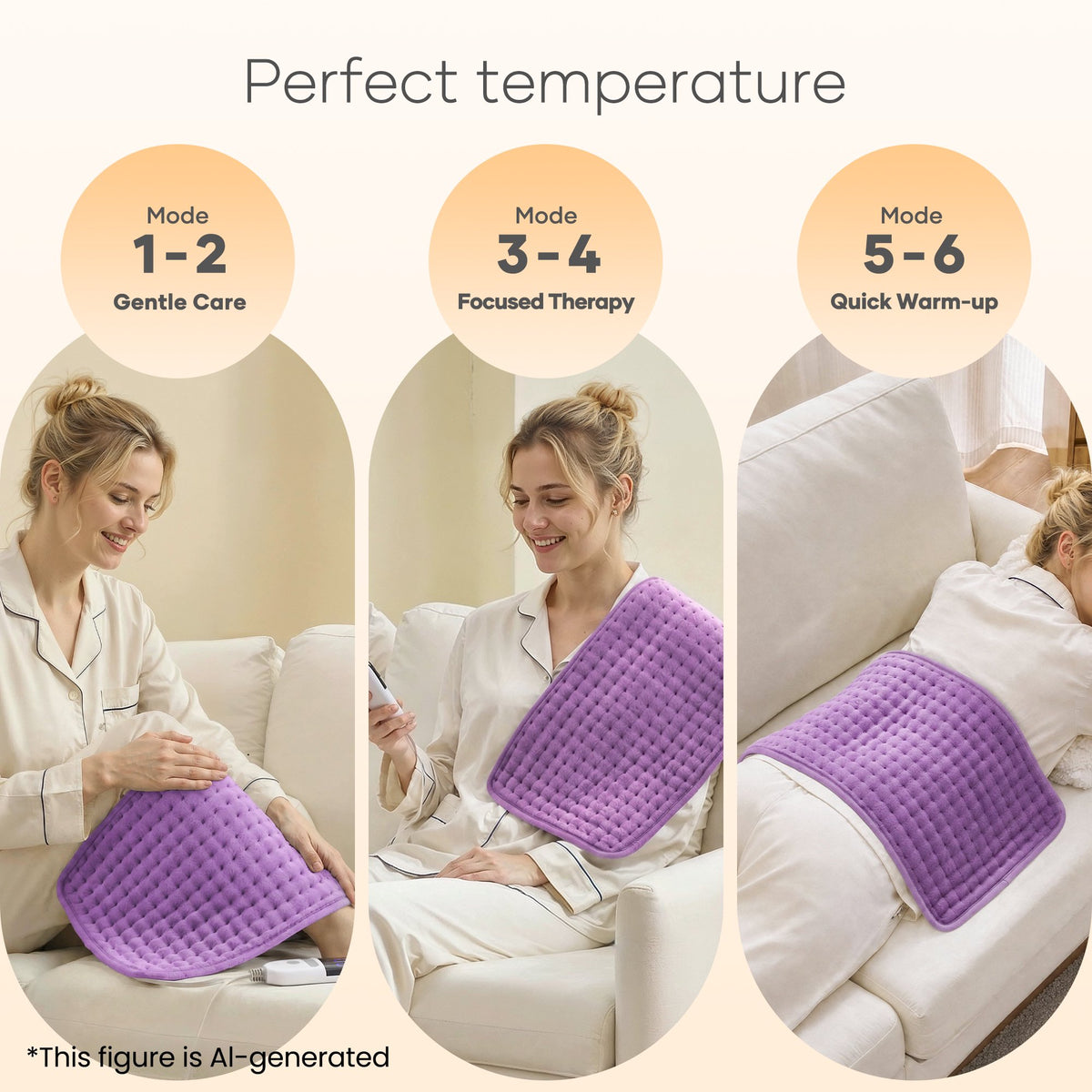 Maxkare 12 x 24 Heating Pad with 4 Heat Settings & Auto Shut-off, for Back Neck Shoulders Stress Relief, Purple