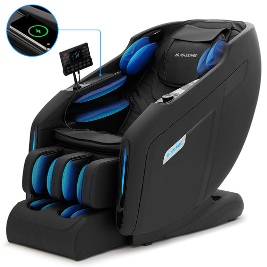 MaxKare Massage Chair Full Body, Zero Gravity, SL-Track Shiatsu Massage with Heat, Voice Control, Bluetooth, Foot Roller, Black