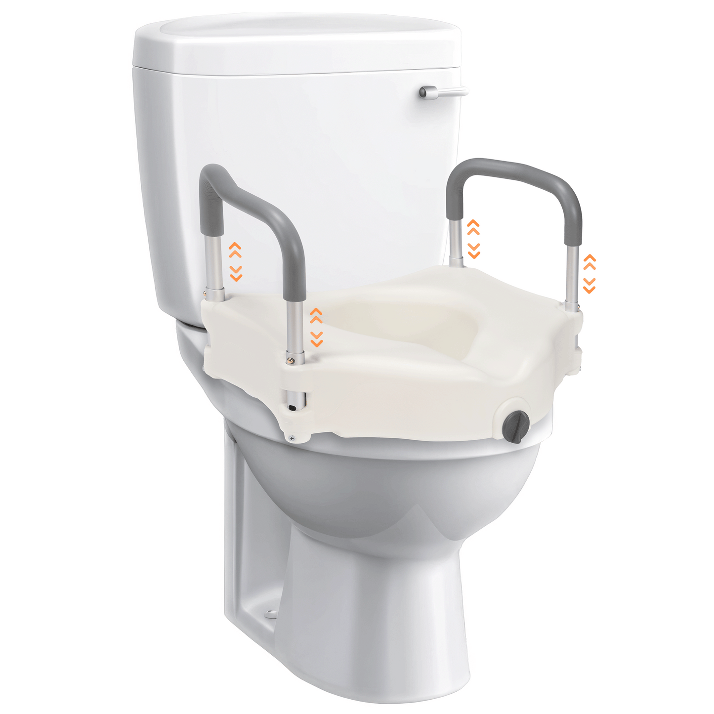 MaxKare Raised Toilet Seat with 2-Level Adjustable Height Handles