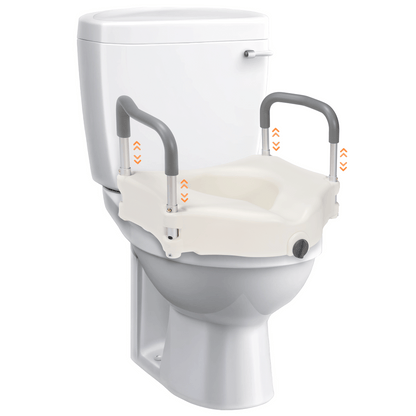 MaxKare Raised Toilet Seat with 2-Level Adjustable Height Handles
