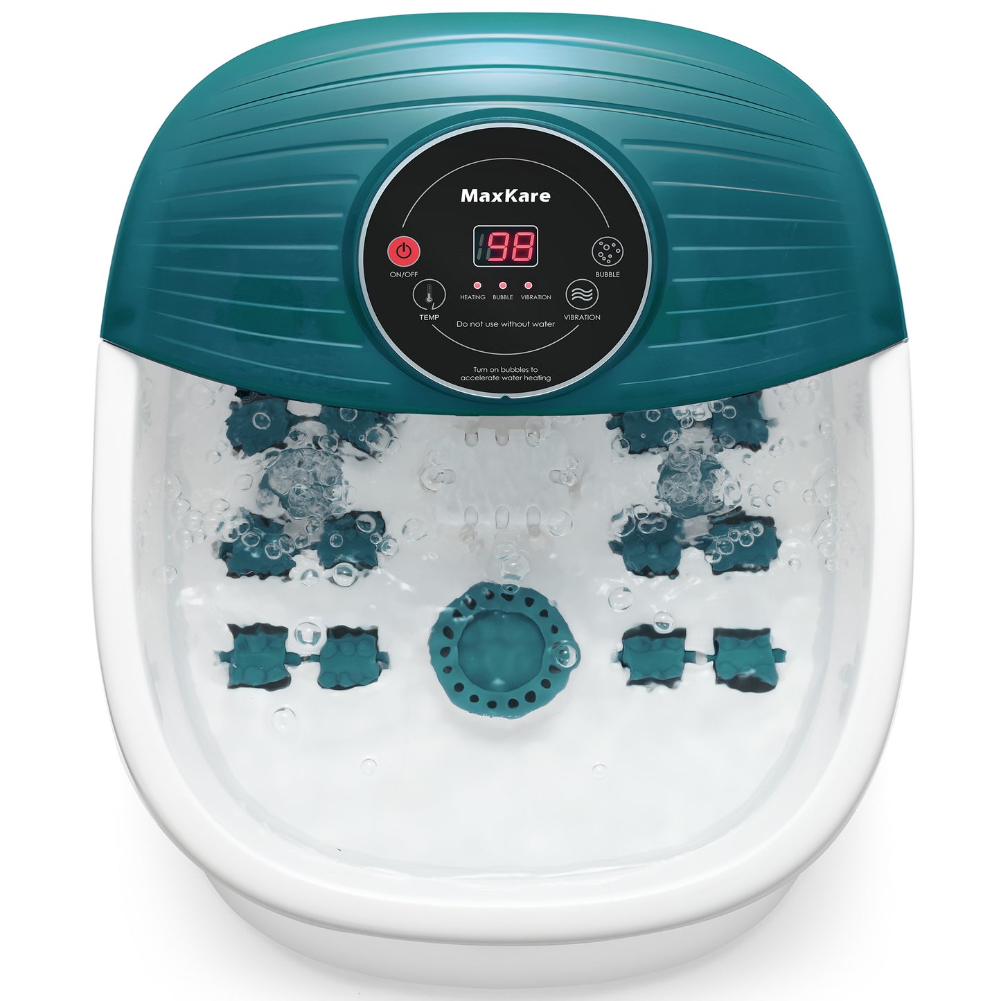 MaxKare Foot Spa Bath Massager with Heat, Bubbles, and Vibration, Digital Temperature Control, 16 Detachable Massage Rollers, Soothe and Comfort Feet