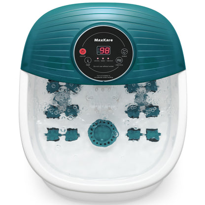 MaxKare Foot Spa Bath Massager with Heat, Bubbles, and Vibration, Digital Temperature Control, 16 Detachable Massage Rollers, Soothe and Comfort Feet