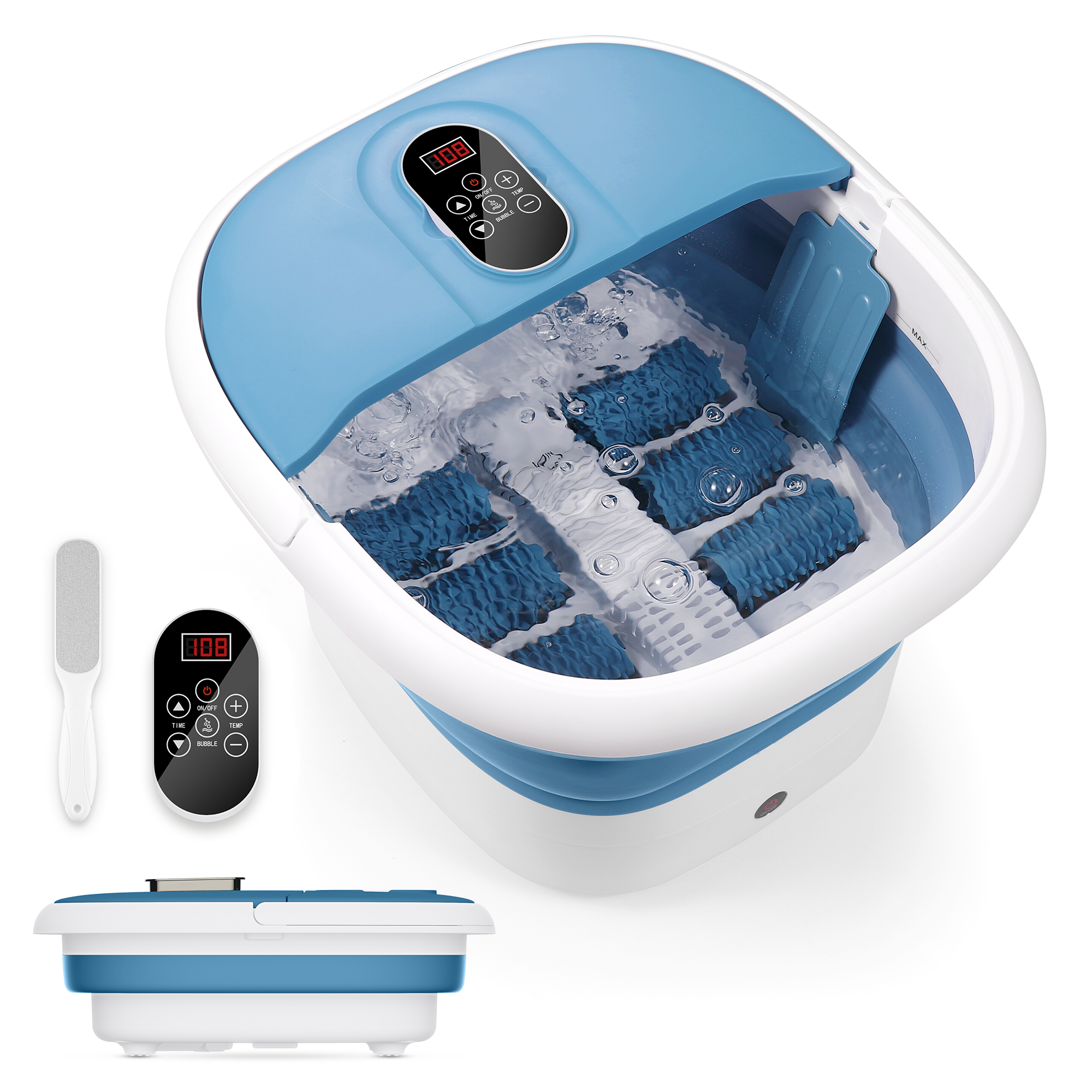 Load image into Gallery viewer, MaxKare-Collapsible-Foot-Spa-Bath-Massager-with-Heat-Digital-Display-Remote-Control-Blue
