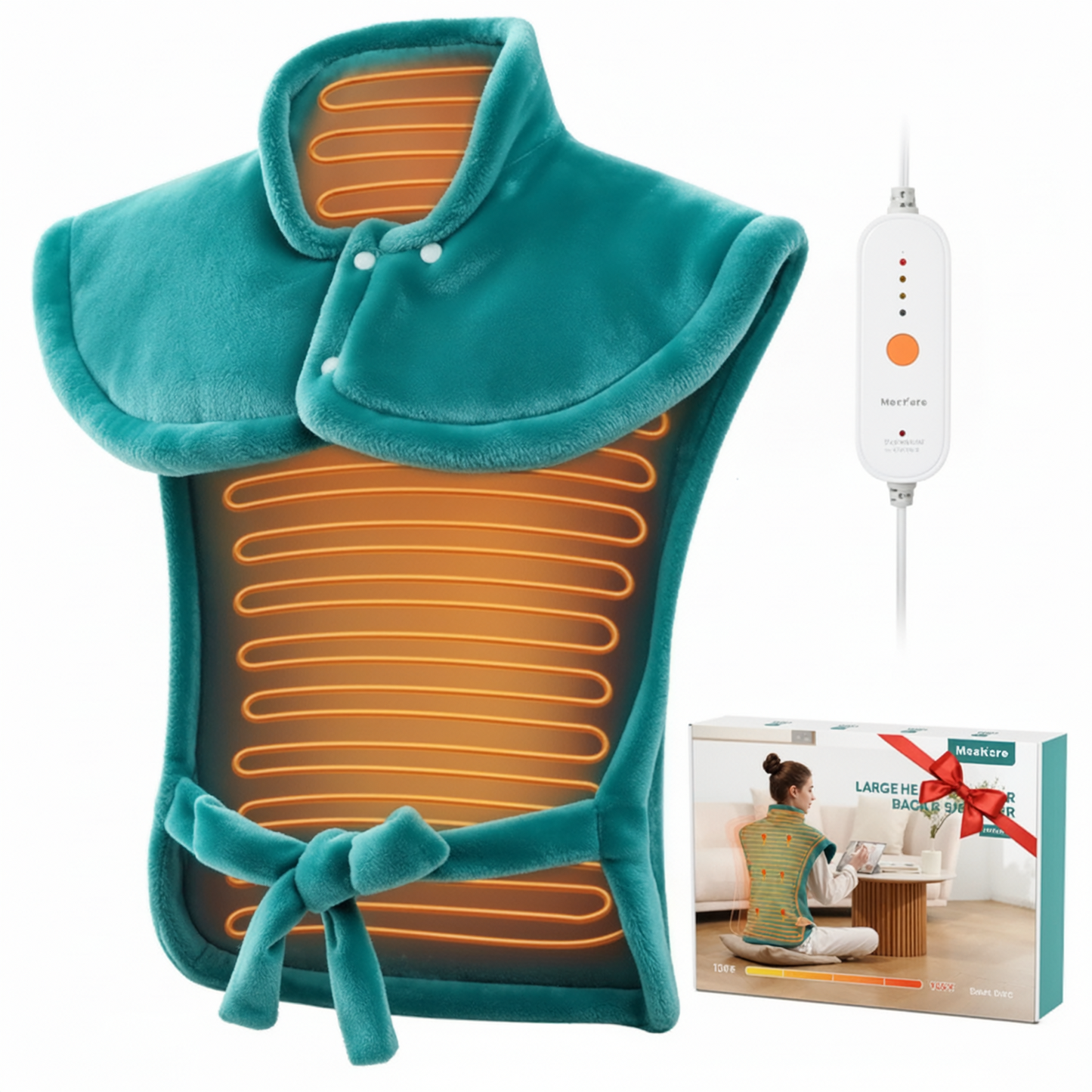 MaxKare Large Heating Pad with 4 Heat Settings & Auto Shut-off, for Full Body Stress Relief, 24"x33"- Green