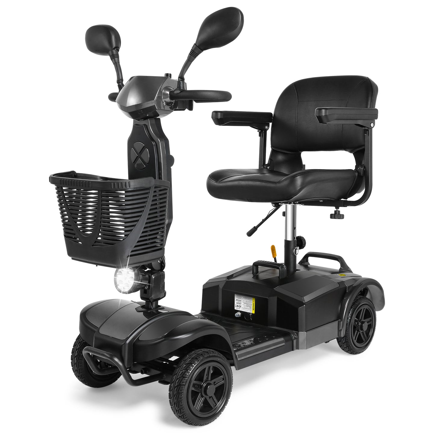 MaxKare 4-Wheel Mobility Scooter for Seniors, Thickened Seat, Foldable Powered Mobile Wheelchair with Light & Basket for Travel, 330lbs, Gray