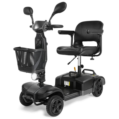MaxKare 4-Wheel Mobility Scooter for Seniors, Thickened Seat, Foldable Powered Mobile Wheelchair with Light & Basket for Travel, 330lbs, Gray