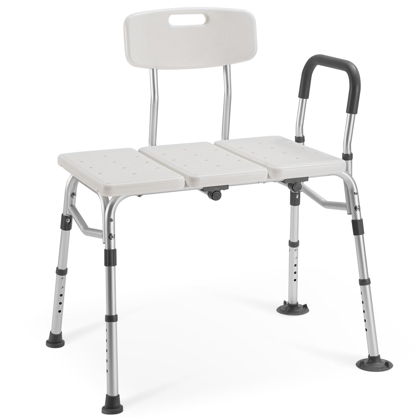 MaxKare Transfer Bench & Shower Chair with Backrest & Padded Armrests for Senior and Handicap, 10 Levels Height Adjustable, Support up to 300Lbs