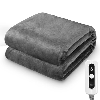 MaxKare Heated Blanket Full Size, Electric Blanket with 6 Heating Levels & 10H Auto-off, ETL Certification, Gray