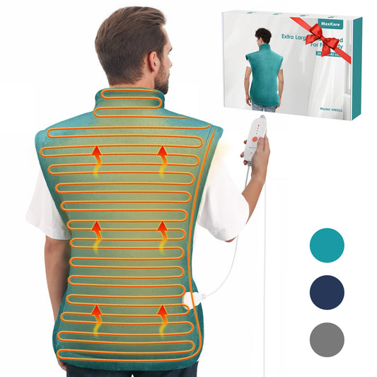 MaxKare Extra Large Flannel Heating Pad with 4 Heat Settings & Auto Shutoff for Full Body Stress Relief, Green, One Size (24"x40")