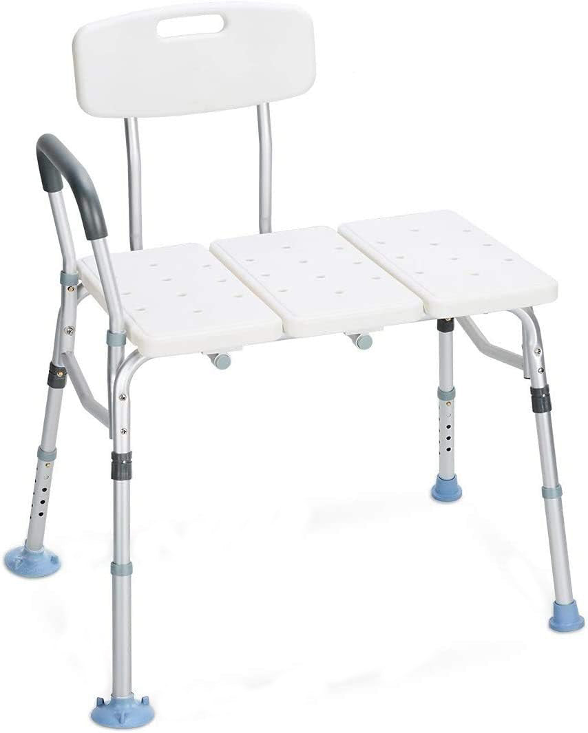 Load image into Gallery viewer, Transfer Bench &amp; Shower Chair with Backrest &amp; Arms, Height Adjustable
