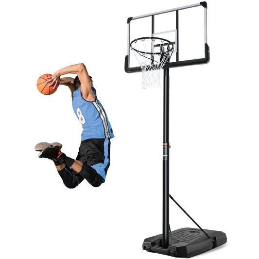 MaxKare 44" Portable Basketball Hoop 6 ft. 7 in. to 10 ft. Height Adjustable with Wheels, for Kids & Adult