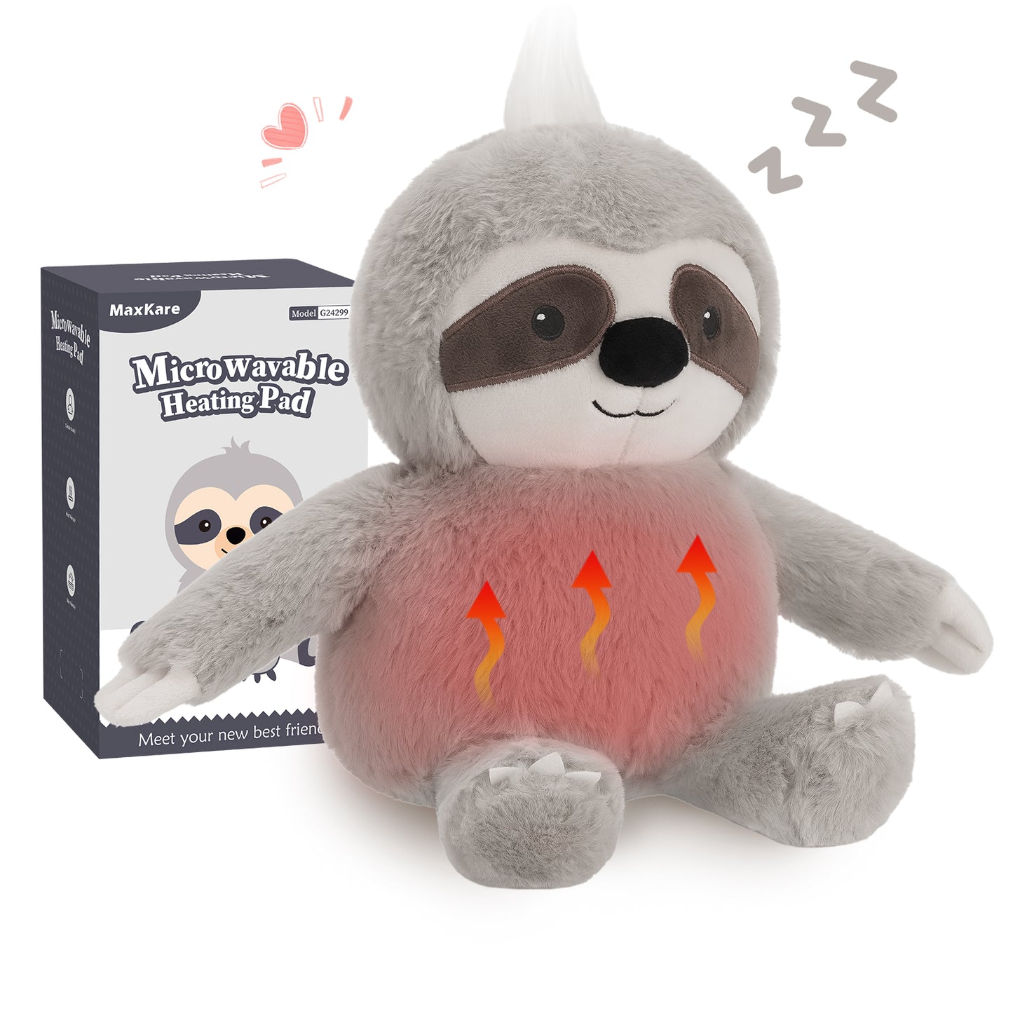 MaxKare Microwavable Heating Pad Heatable Stuffed Animal for Anxiety and Ache Relief, Bedtime, Cuddle & Companion, Adorable Gift for Kids & Adults, 9.4"x13", Sloth