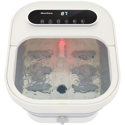 MaxKare Collapsible Foot Spa with Massager and Heat Bubbles Vibration 3 in 1, Foot Spa Massager, White