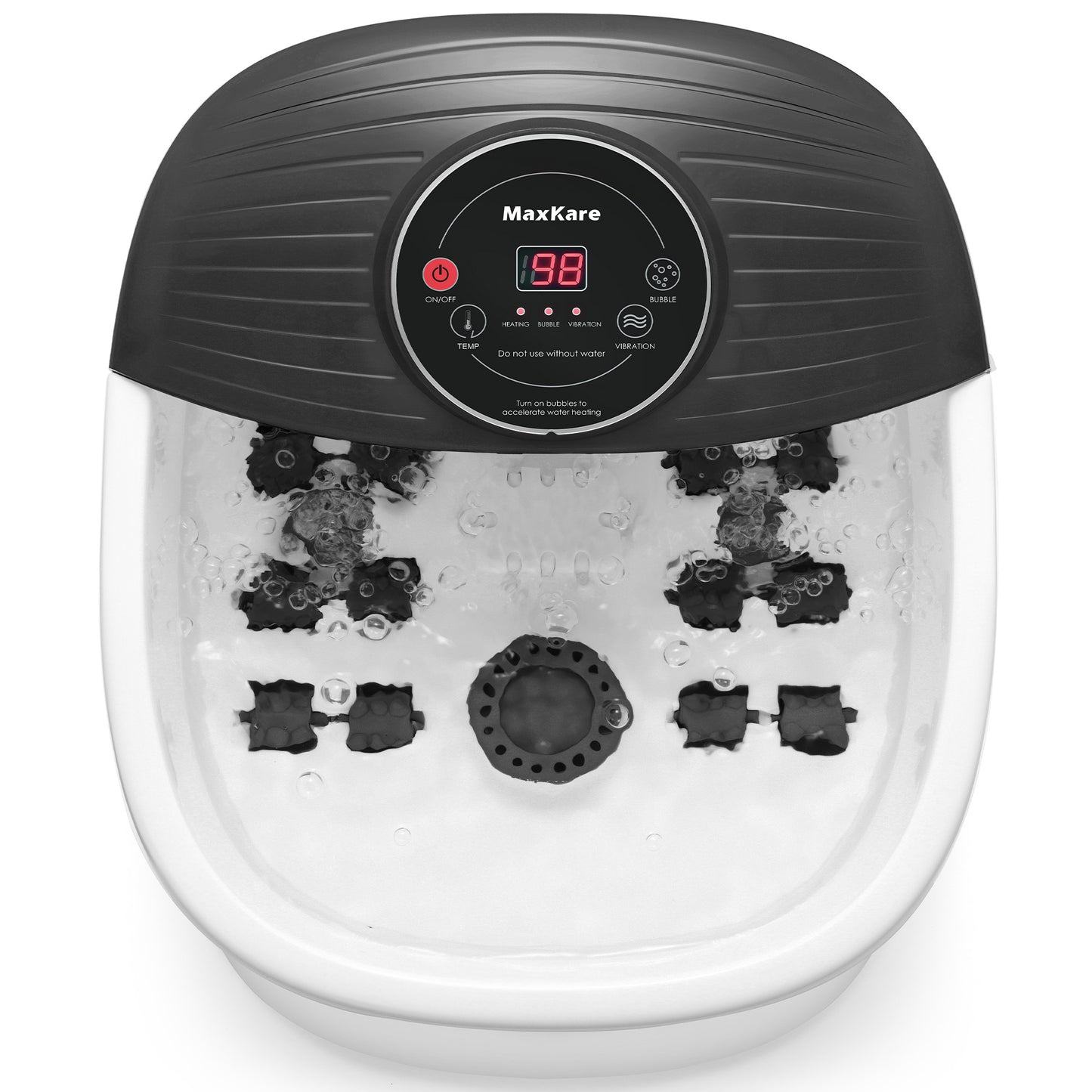 MaxKare Foot Spa Bath Massager with Heat, Bubbles, and Vibration for Soothe and Comfort Feet, Black