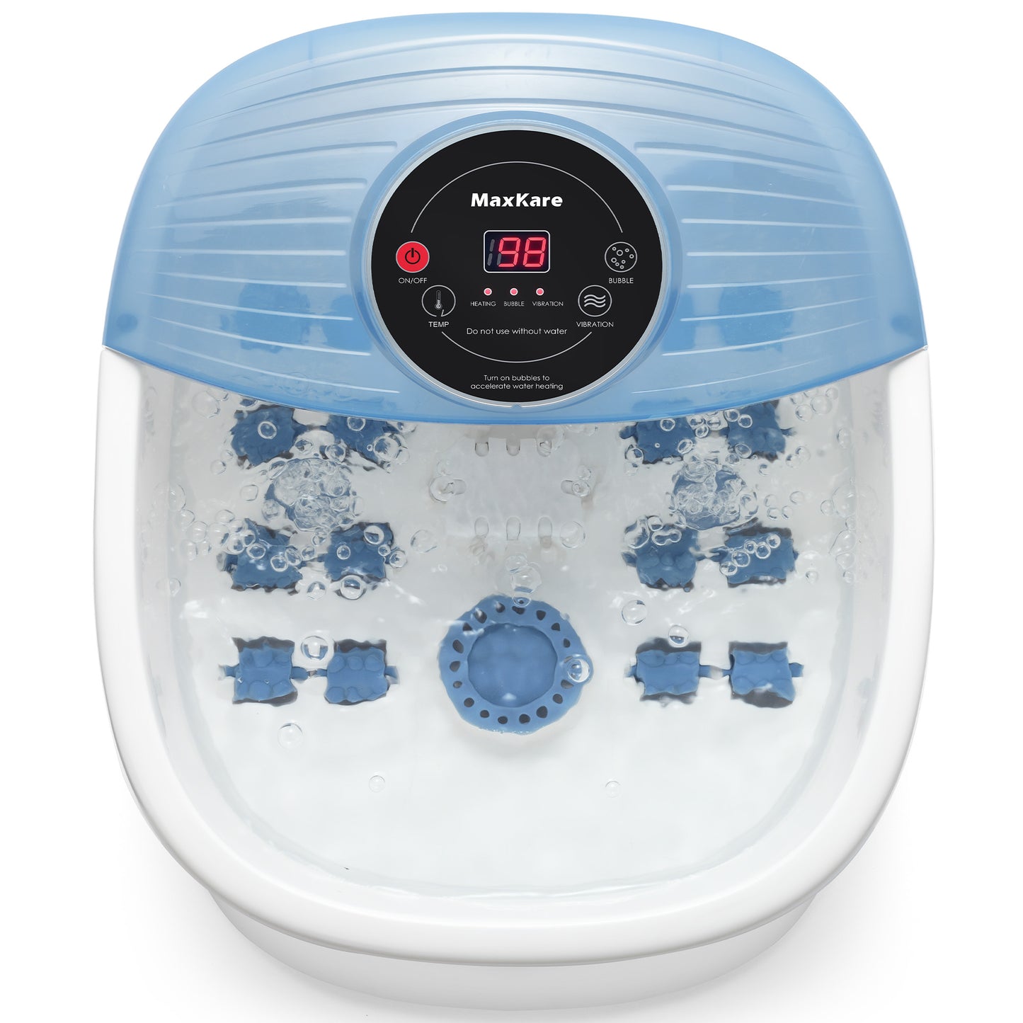 MaxKare Foot Spa Bath Massager with Heat, Bubbles, and Vibration for Soothe and Comfort Feet, Blue