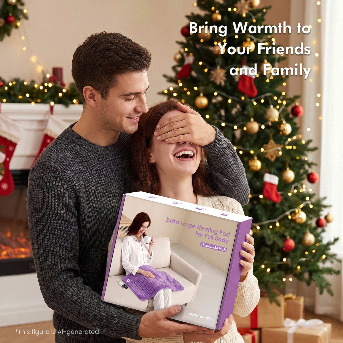 Ultra-Wide Microplush Heating Pads for Full Body 33"x18", 6 Heating Settings and Auto Shut-Off, Purple