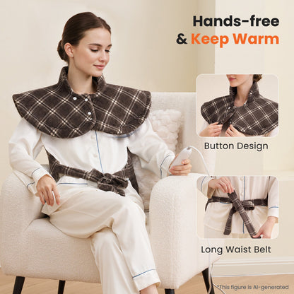 MaxKare Ultra Soft Heating Pad with 4 Heat Settings & Auto Shut-off, for Full Body Stress Relief, 24"x33", Gift - Brown Plaid