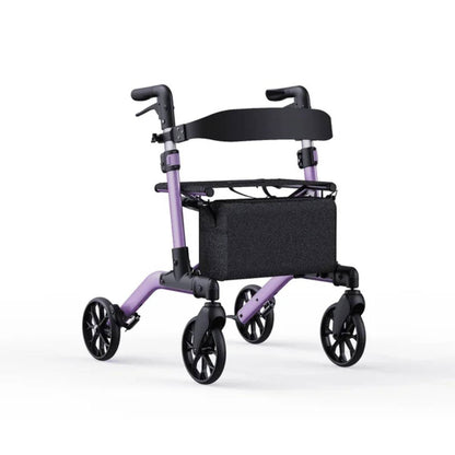 MaxKare Rollator Walker with Seat, Foldable 4 Wheel Rolling Medical Walker, Purple