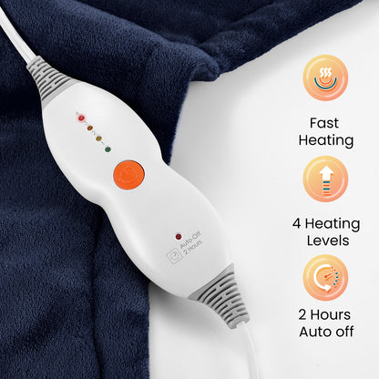MaxKare Ultra Soft Heating Pad with 4 Heat Settings & Auto Shut-off, for Full Body Stress Relief, 24"x33"- Navy Blue