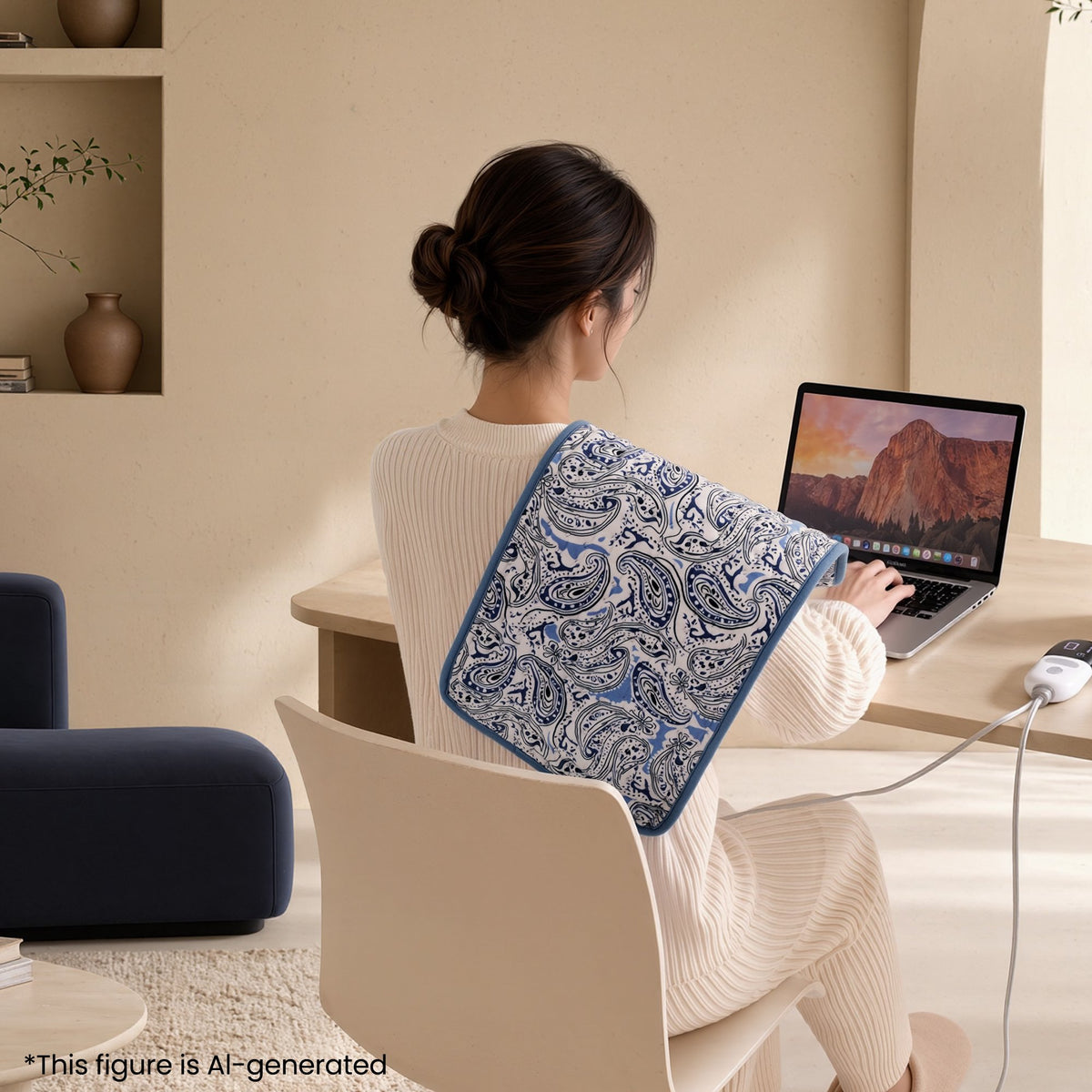 Maxkare 12 x 24 Heating Pad with 4 Heat Settings & Auto Shut-off, for Back Neck Shoulders Stress & Cramps Relief, Blue