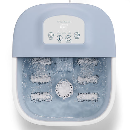 Foot Spa Bath Massager with Fast Heating, Rich Bubble, Vibration, Rollers, Lower Noise - Blue