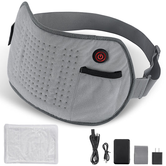 MaxKare Portable Heating Pad with Power Bank & Gel Pack, Adjustable Strap, for Hot and Cold Use 8"×15"-Gray