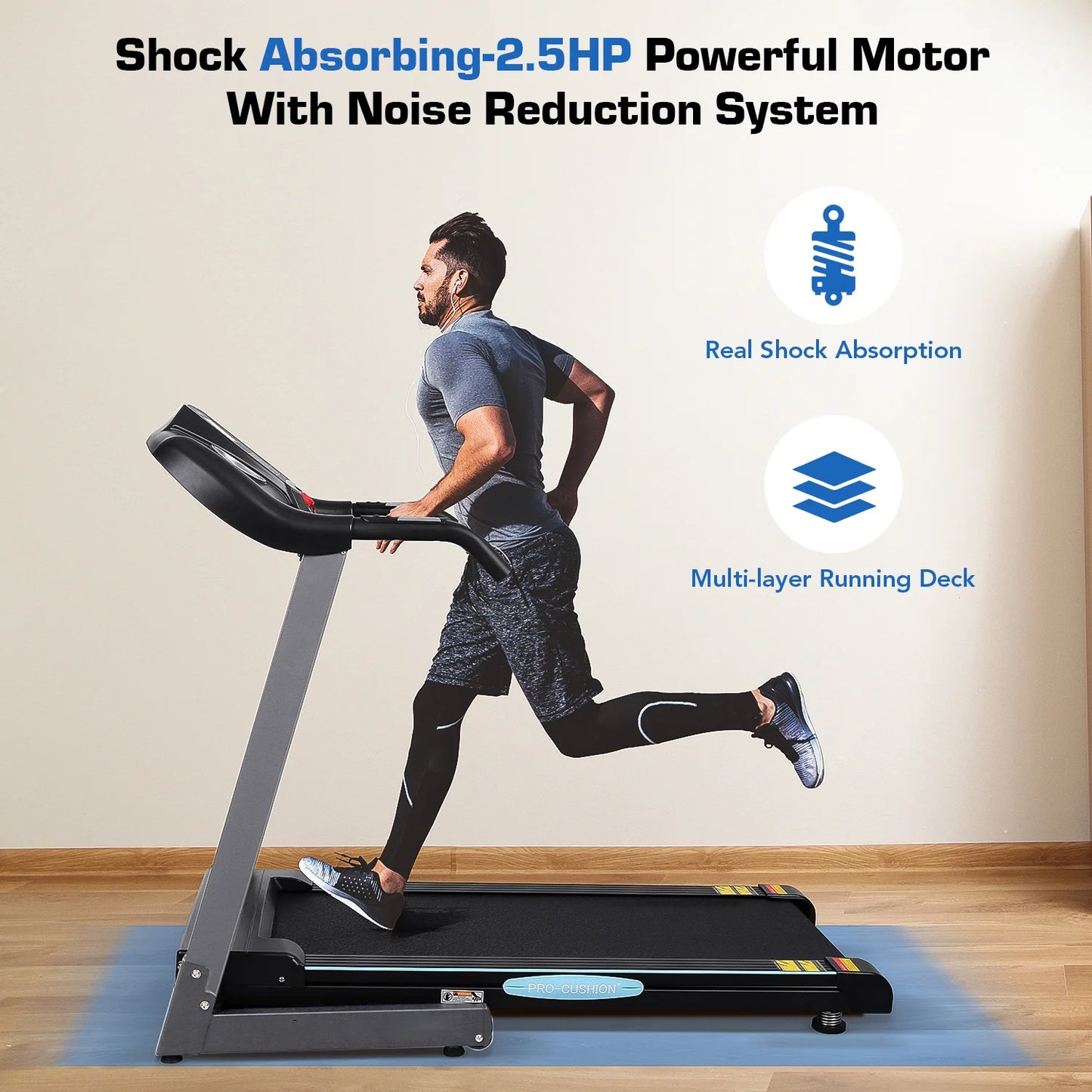 MaxKare 12 Levels Auto Incline Treadmill, 2.5 HP & 8.5 mph Folding Treadmill, Speed 15 Preset Program Treadmill for Home Gym, 220lbs