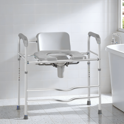 MaxKare Raised Toilet Seat with Handles, Adjustable Height, Gray