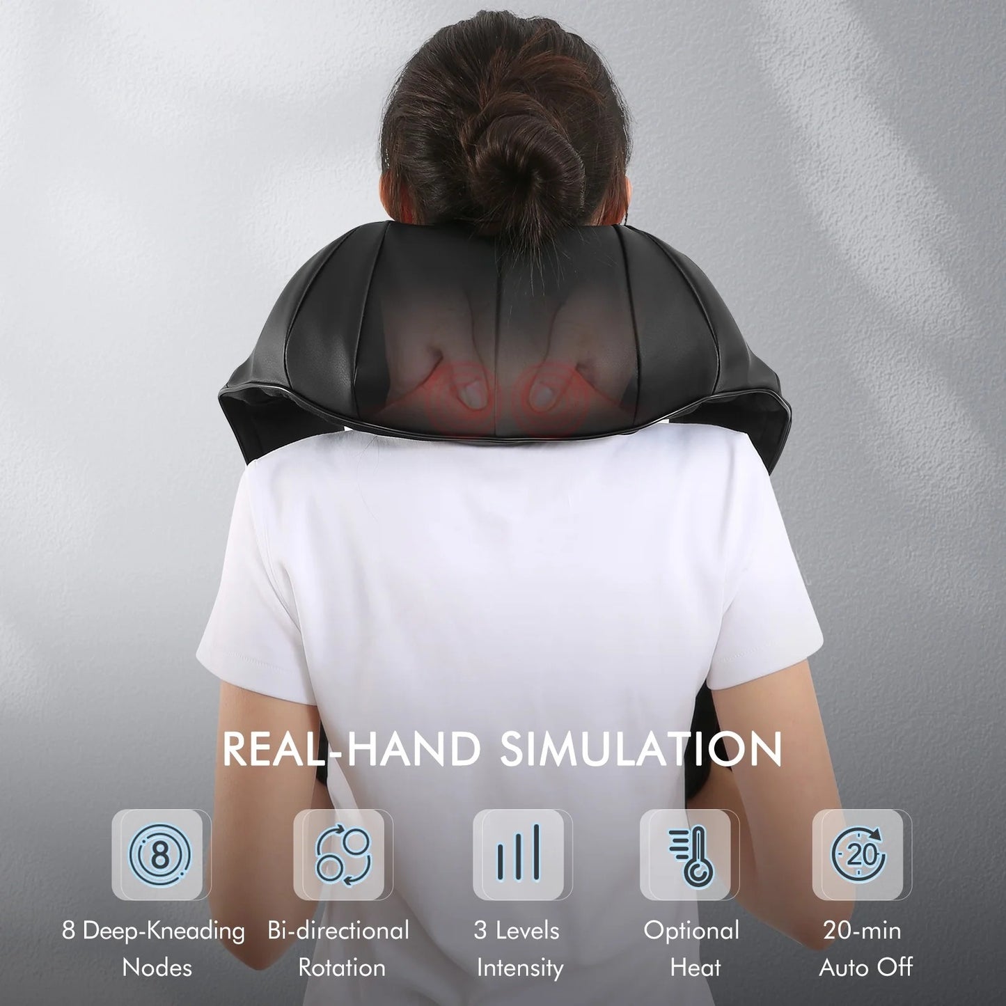 MAXKARE Neck and Shoulder Massager, 3D Deep Tissue Kneading Shiatsu Massager with Heat, Black