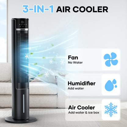 MaxKare 40" Air Cooler, 3 Modes 12H Timers Oscillating Tower Fan Black