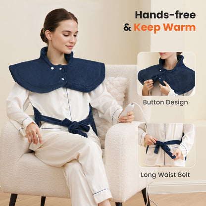 MaxKare Ultra Soft Heating Pad with 4 Heat Settings & Auto Shut-off, for Full Body Stress Relief, 24"x33"- Navy Blue