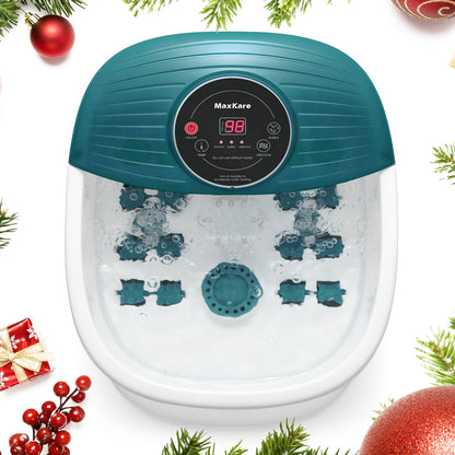 MaxKare Foot Spa Bath Massager with Heat, Bubbles, and Vibration, Digital Temperature Control, 16 Detachable Massage Rollers, Soothe and Comfort Feet