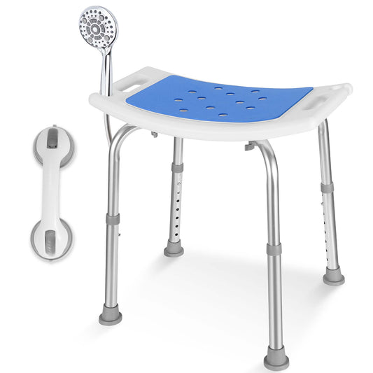 MaxKare Shower Chair with Padded, Anti-Slip Adjustable Height Tool-Free Assembly, Padded Seat for Seniors, Handicap, Disabled