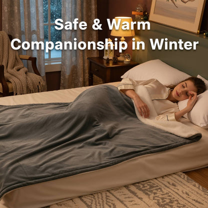 MaxKare Heated Blanket, Electric Blanket Throw with Anti-Slip Button, 6 Heat Settings & 5H Timer, ETL/FCC Certified, Gray