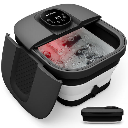 MaxKare Collapsible Foot Spa with Massager and Heat, Foot Spa Massager with Bubble Heat,Black