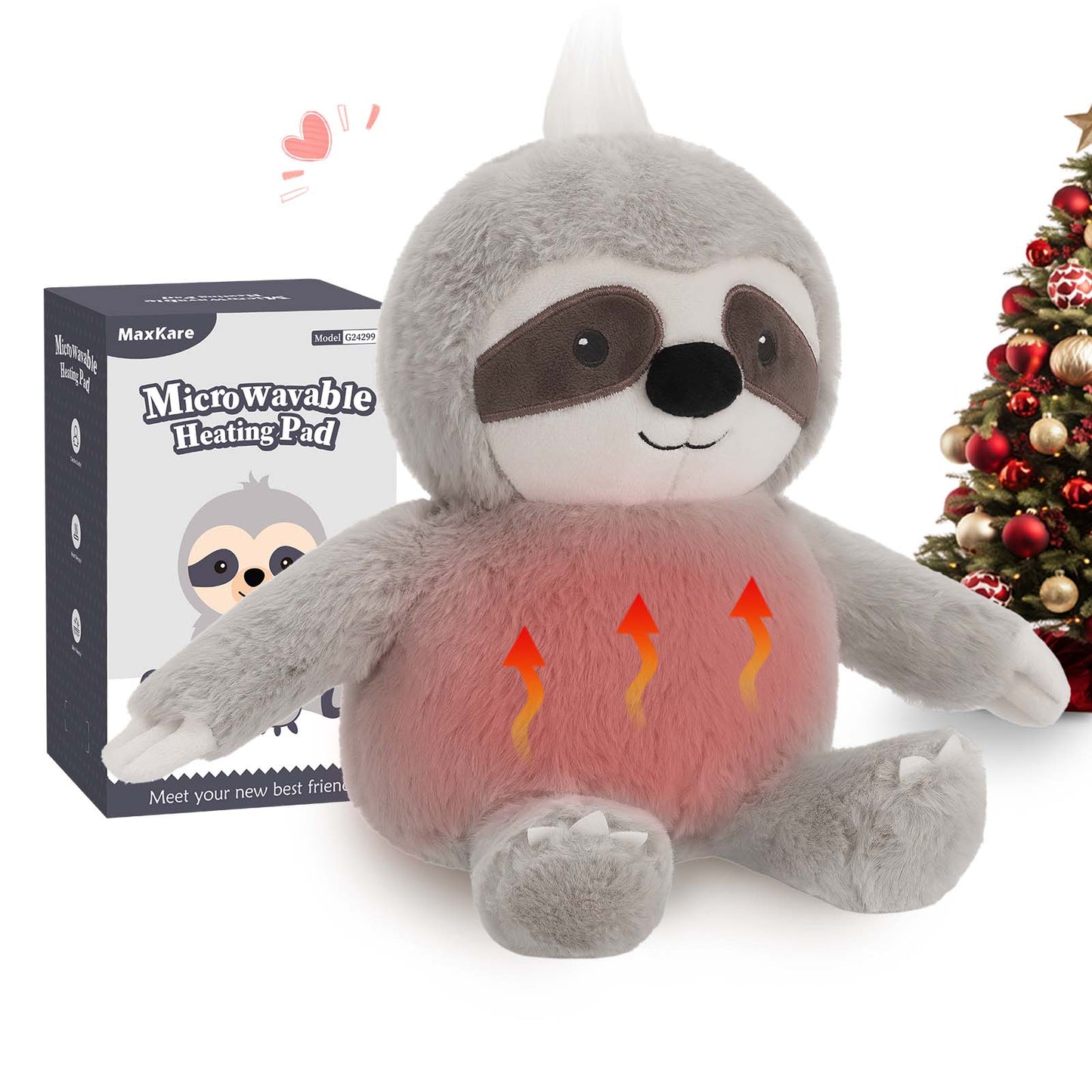 MaxKare Microwavable Heating Pad Heatable Stuffed Animal for Anxiety and Ache Relief, Bedtime, Cuddle & Companion, Adorable Gift for Kids & Adults, 9.4"x13", Sloth
