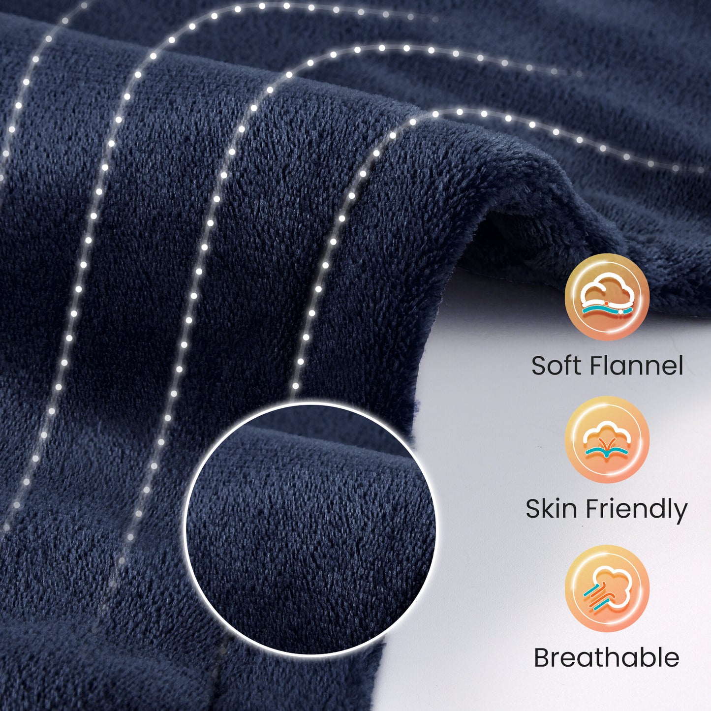 Maxkare Large Heating Pad with 4 Heat Settings & Auto Shut-off, for Full Body Stress Relief, 24"x33"- Navy Blue