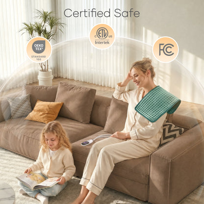 Maxkare 12 x 24 Heating Pad with 4 Heat Settings & Auto Shut-off, for Back Neck Shoulders Stress Relief, Green
