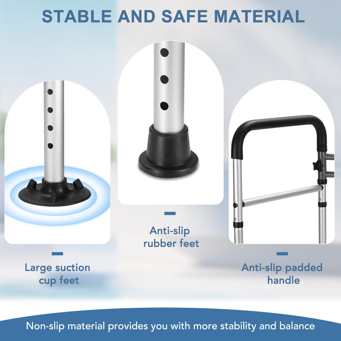 MaxKare Toilet Safety Rail for Elderly and Handicap, Adjustable Height & Width, Stand Alone Lightweight Aluminum Toilet Safety Frame, Supports up to 300Lbs
