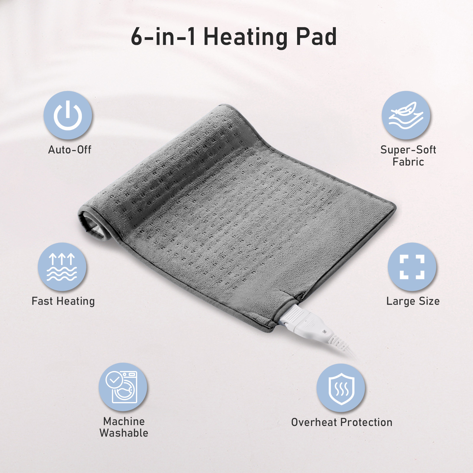 Load image into Gallery viewer, Large 12&quot; x 24&quot; Size Heating Pad with 3 Heat Settings and 2 Hour Auto shut off, Gray
