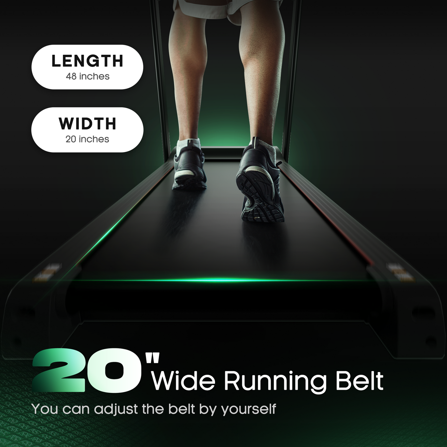 MaxKare 20" Folding Treadmill 300lbs with 15 Level Auto Incline, 3.5HP, 12MPH, Portable Treadmills for Home with Bluetooth/Zwift App Compatible